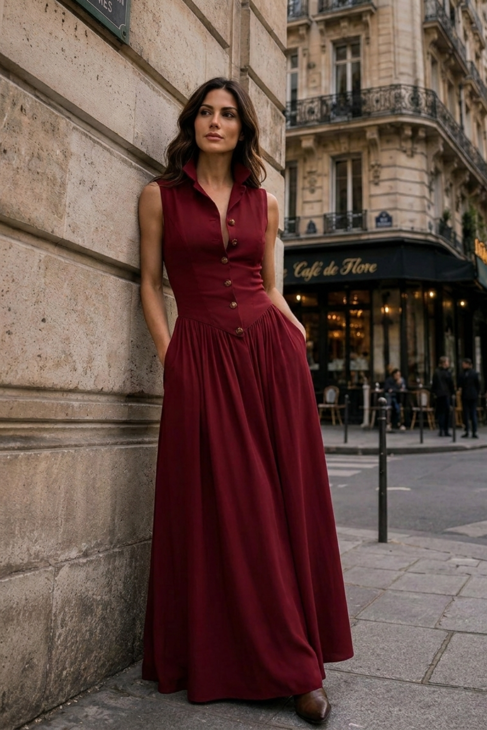 Damen Kragen Sommerkleid | Ärmellos