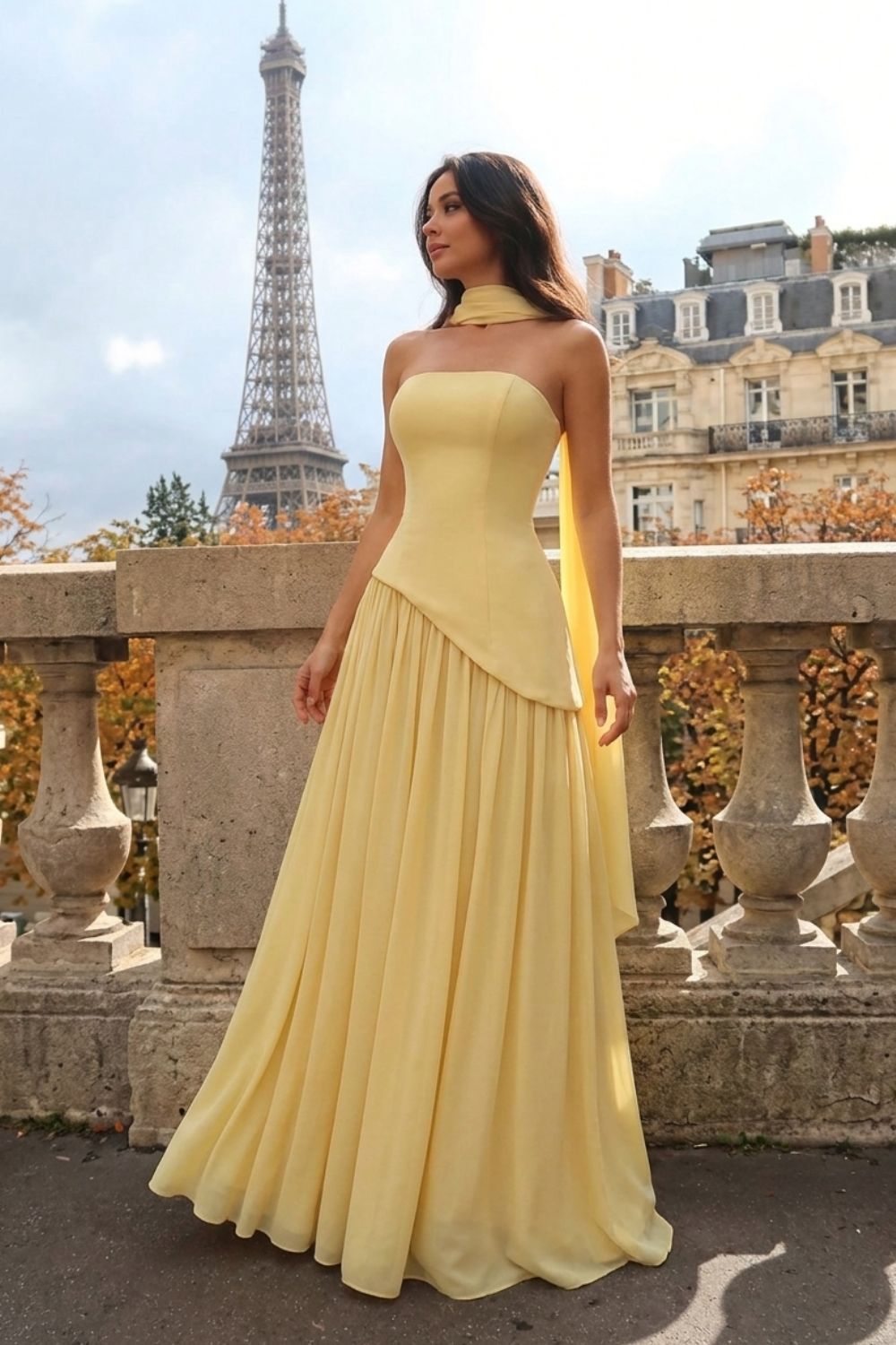 Damen Trägerlos Maxikleid | Elegant