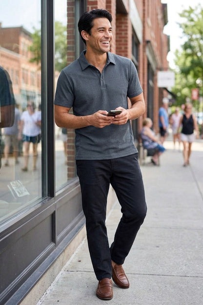 Poloshirt Herren Kurzarm mit Knopfleiste