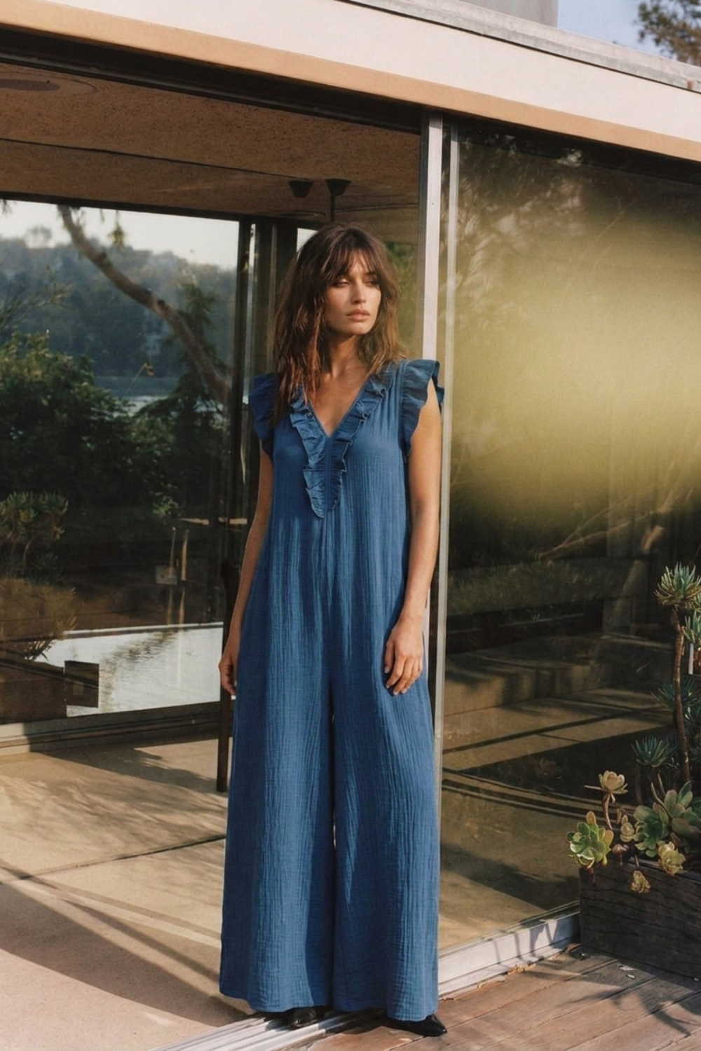 Damen Rüschen Sommerkleid | Midi