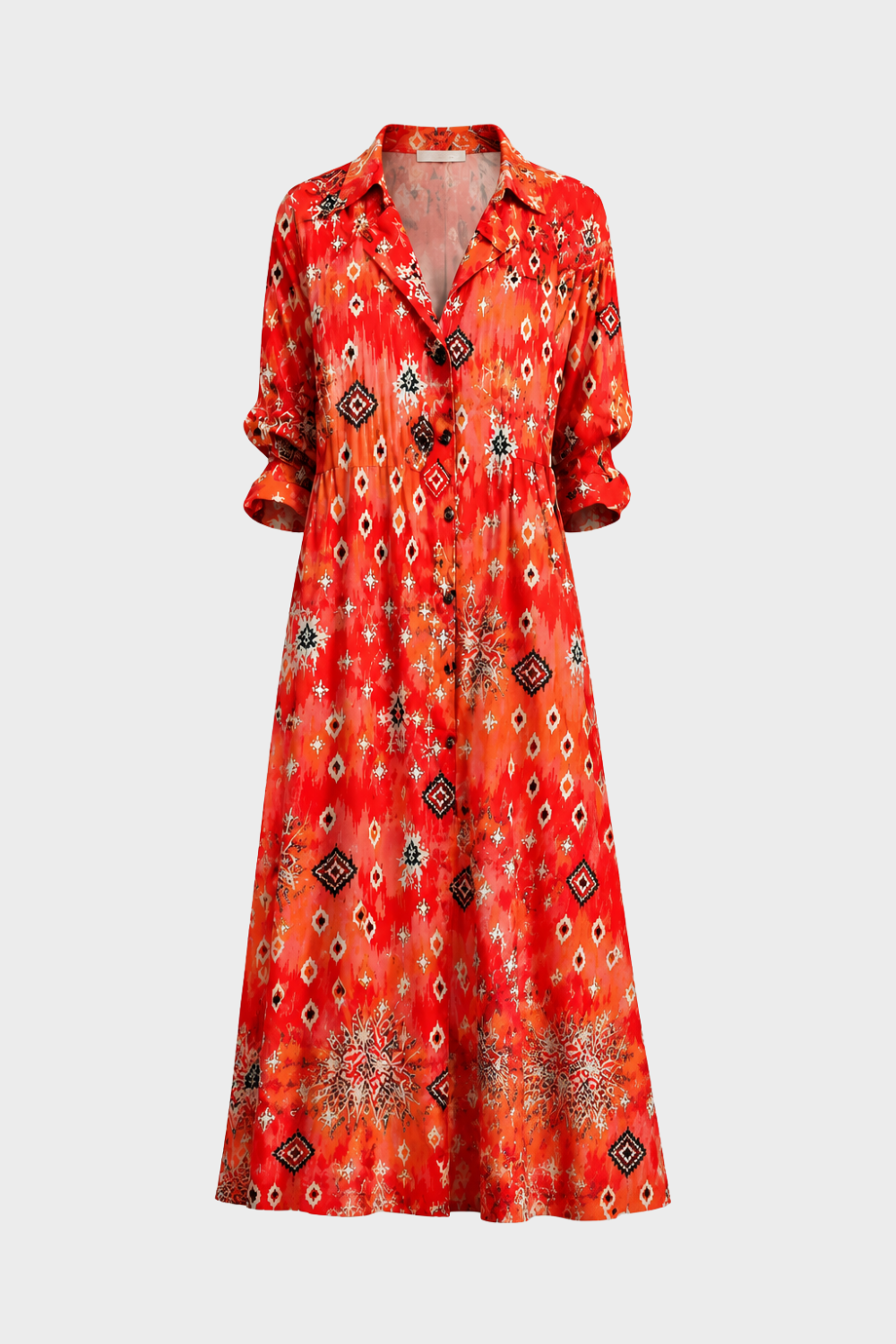 Damen Boho Hemdblusenkleid | Maxi