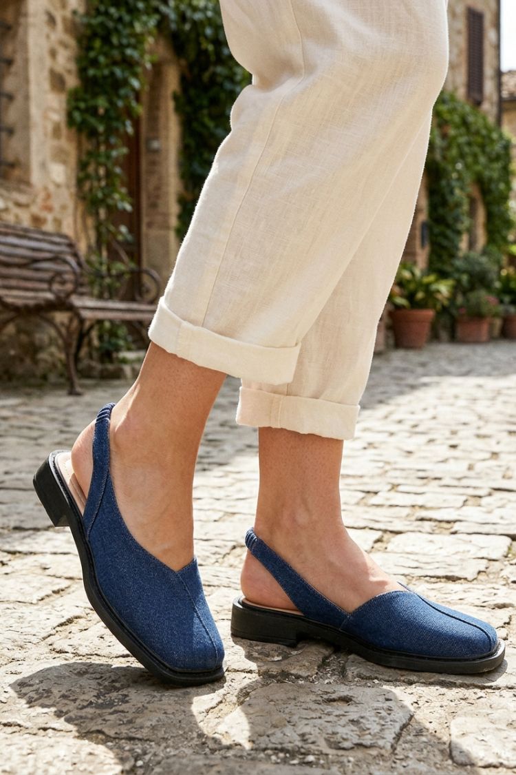 Damen Slingback Ballerinas | Eckige Zehenpartie