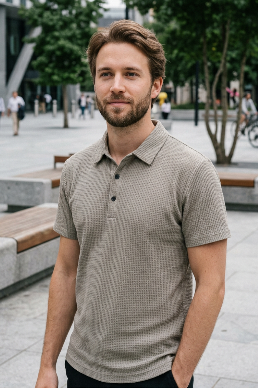 Poloshirt Herren Kurzarm mit Knopfleiste