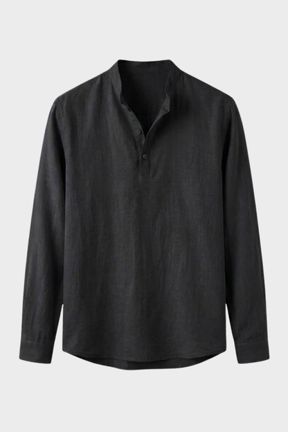 Herren Henley Langarmshirt | Stehkragen