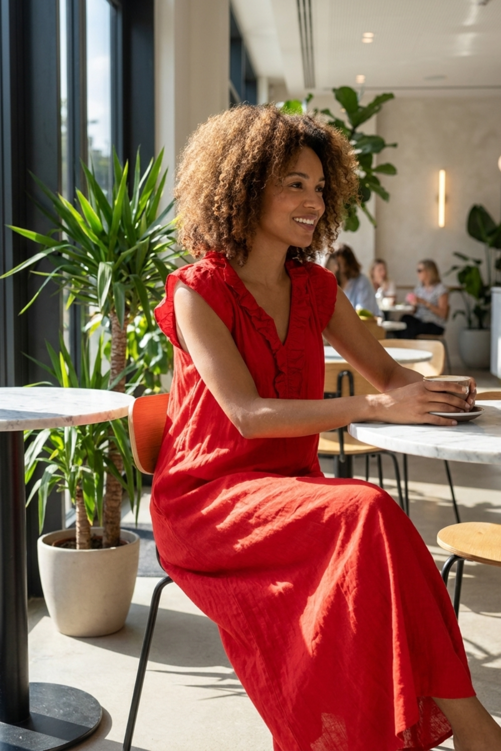 Damen Rüschen Sommerkleid | Midi