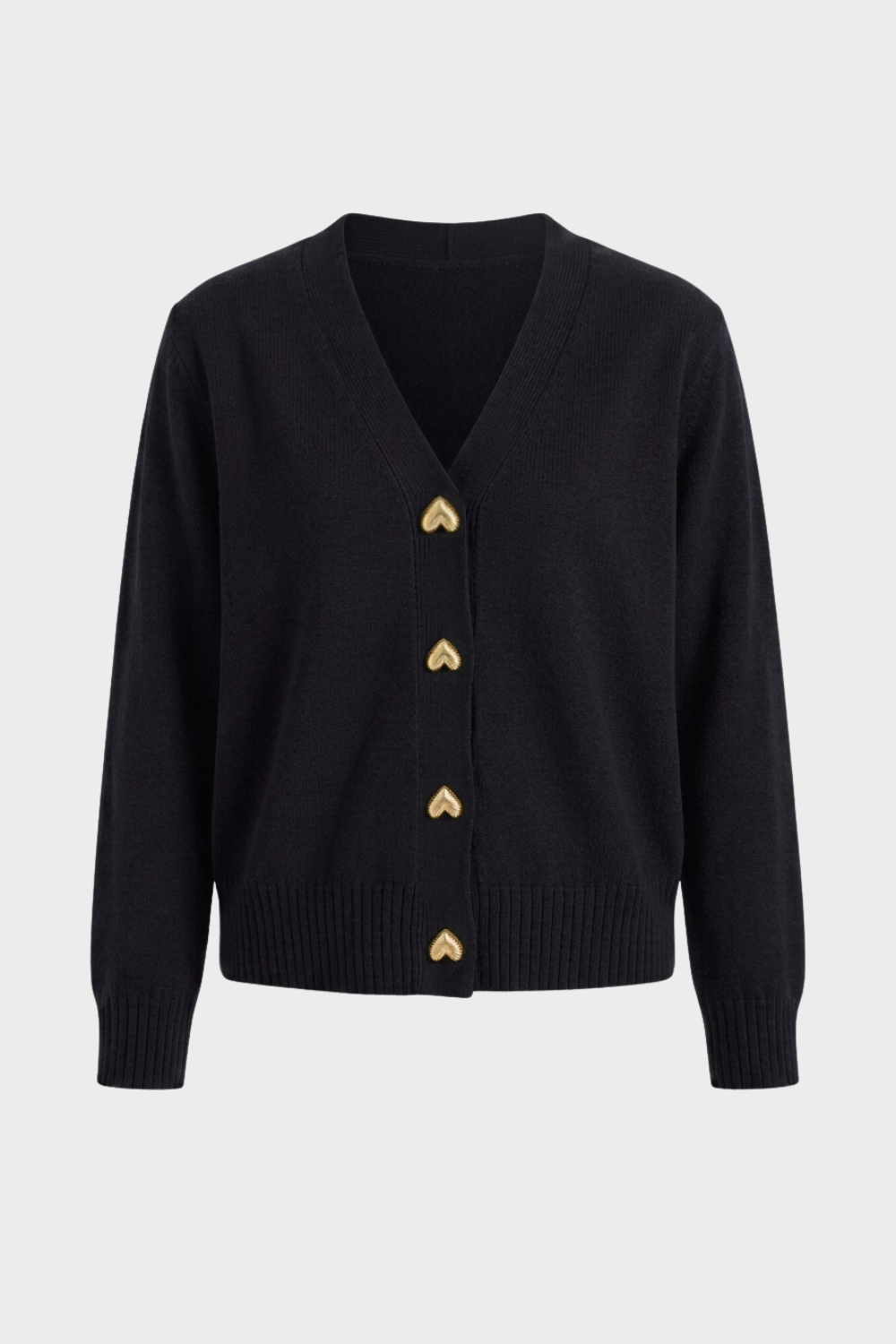 Damen V-Ausschnitt-Cardigan | Dekorative Knopfleiste