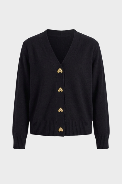 Damen V-Ausschnitt-Cardigan | Dekorative Knopfleiste