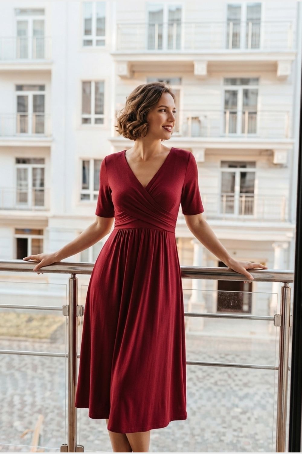 Damen Wickel Midikleid | Elegant