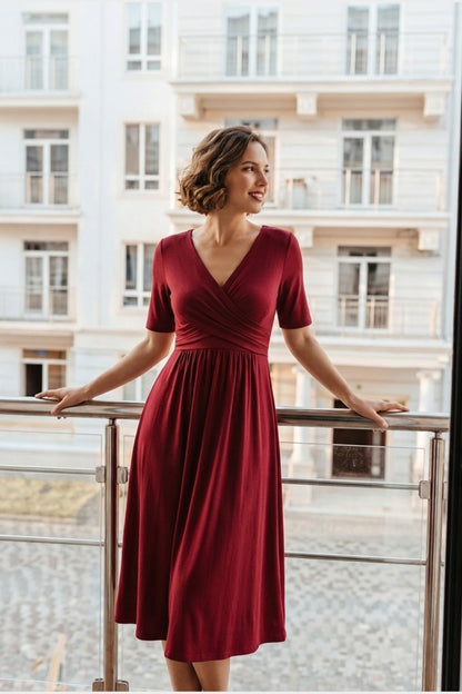 Damen Wickel Midikleid | Elegant
