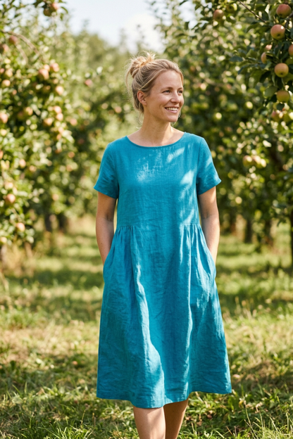 Damen Leinen Kaftankleid | Maxi