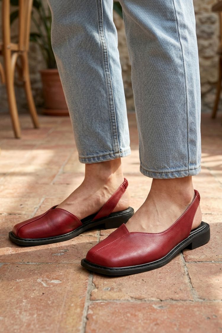 Damen Slingback Ballerinas | Eckige Zehenpartie