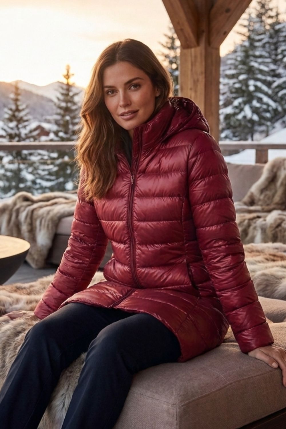 Damen Lange Steppjacke | Kapuze & Verlängerte Silhouette