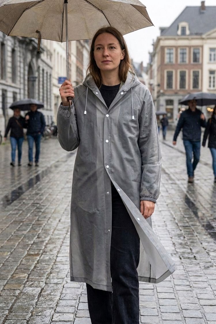 Damen Kapuzenmantel | Lange Silhouette & Seitentaschen