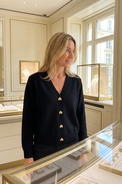 Damen V-Ausschnitt-Cardigan | Dekorative Knopfleiste
