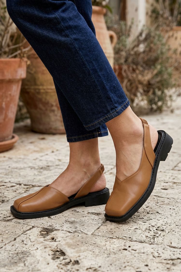 Damen Slingback Ballerinas | Eckige Zehenpartie