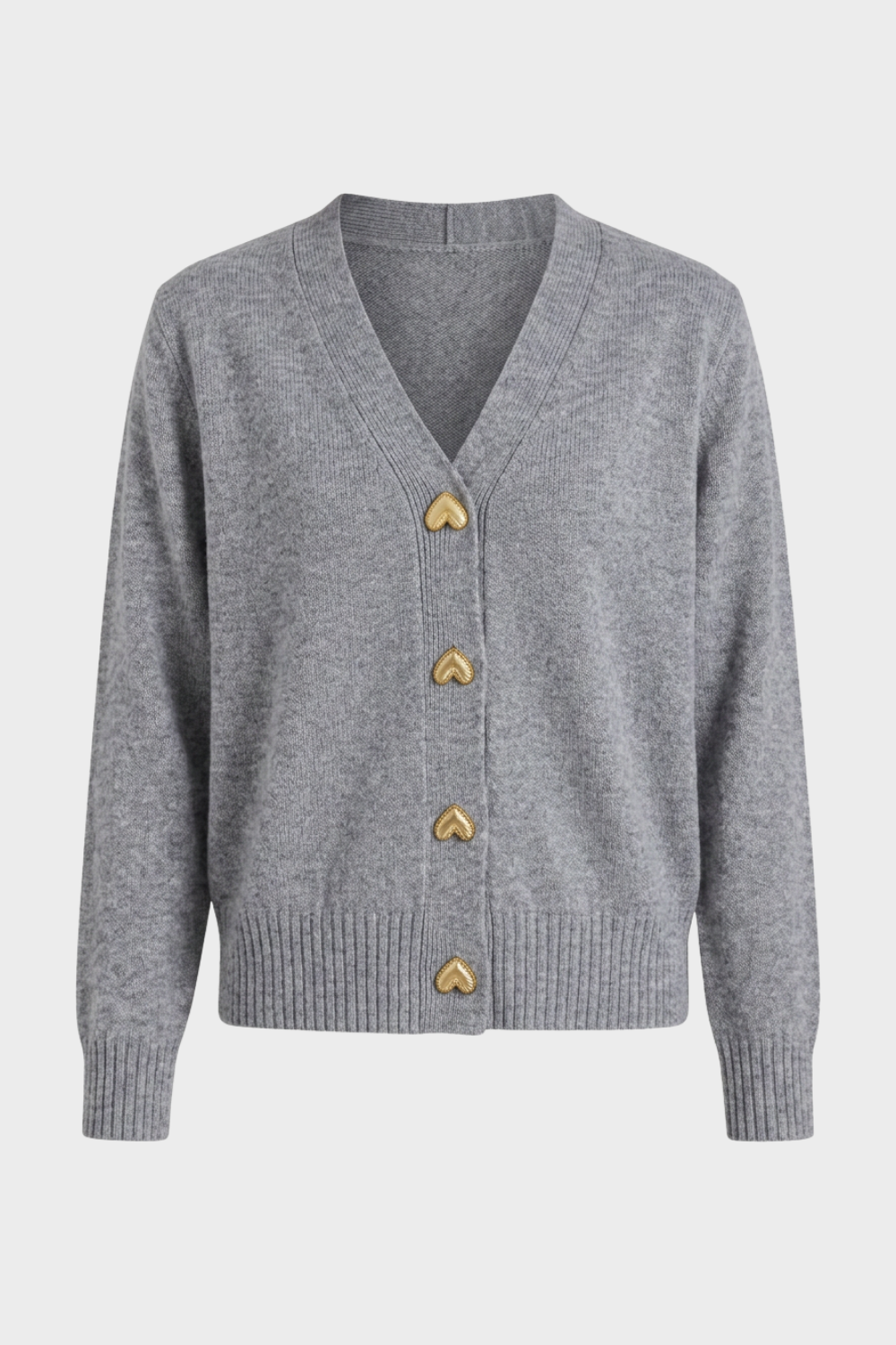 Damen V-Ausschnitt-Cardigan | Dekorative Knopfleiste