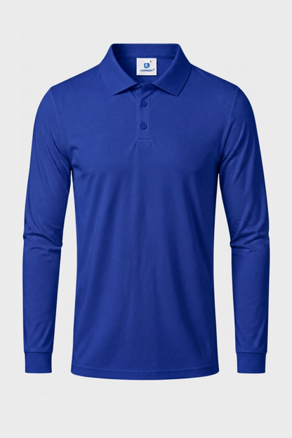 Herren Poloshirt Langarm mit Knopfleiste