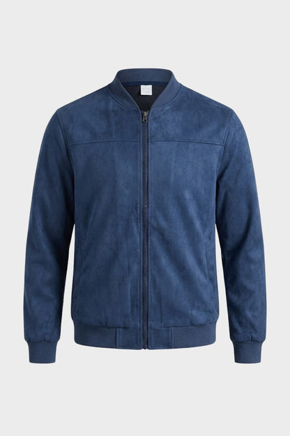 Herren Lederjacke mit Reißverschluss und Stehkragen