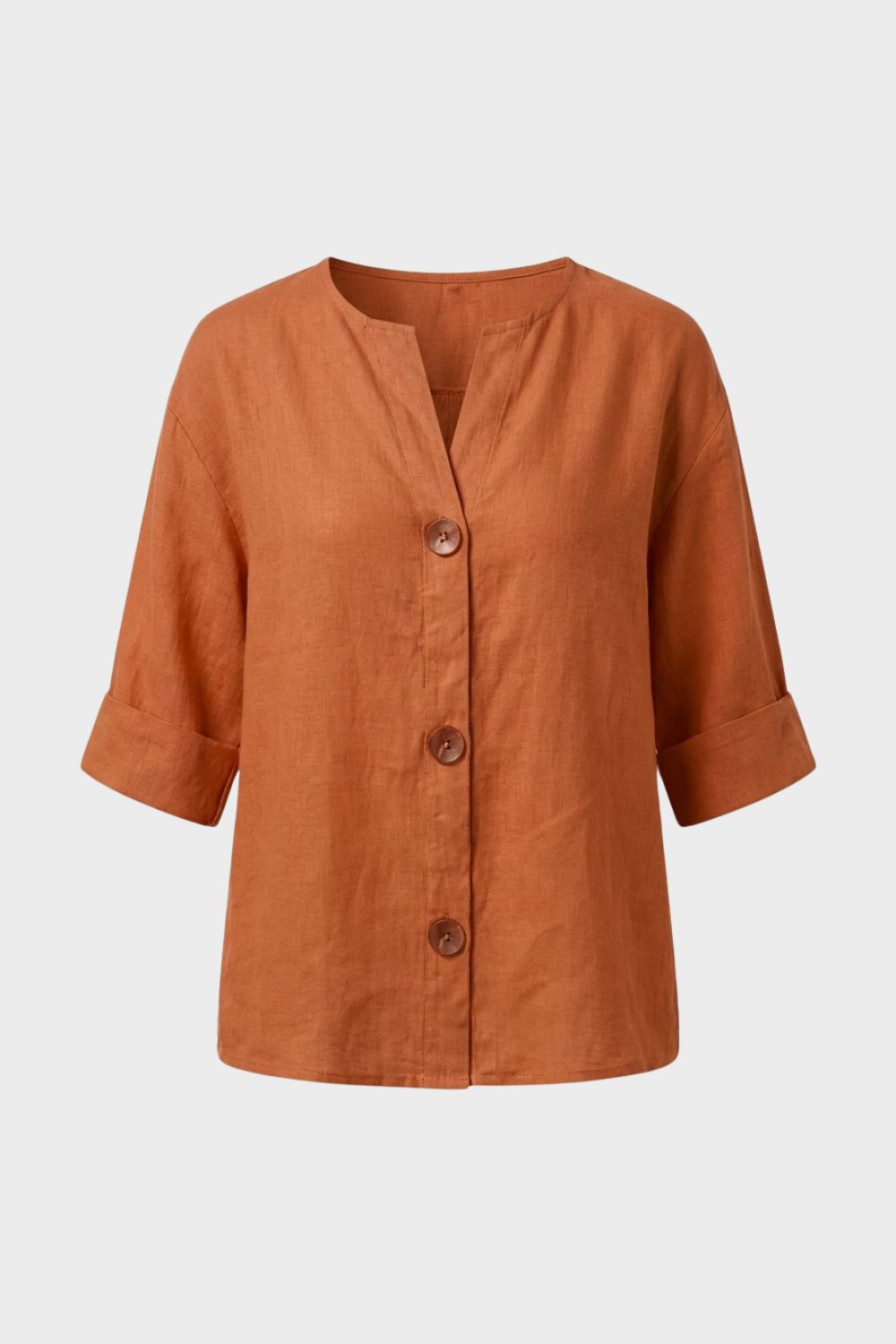 Damen Leinenbluse | Legere Knöpfe