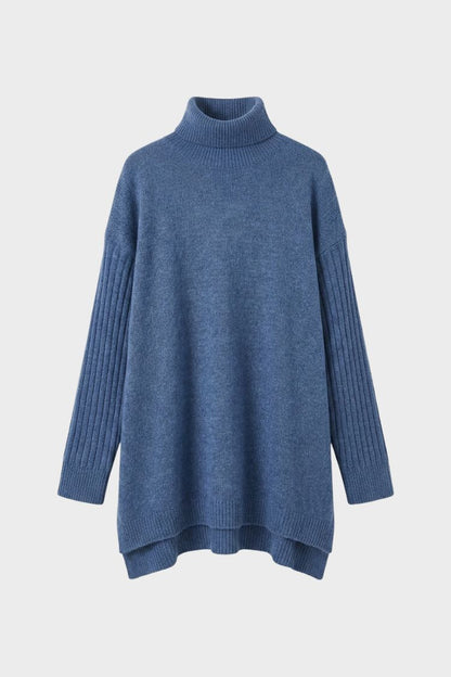 Damen Langer Rollkragenpullover | Asymmetrischer Saum