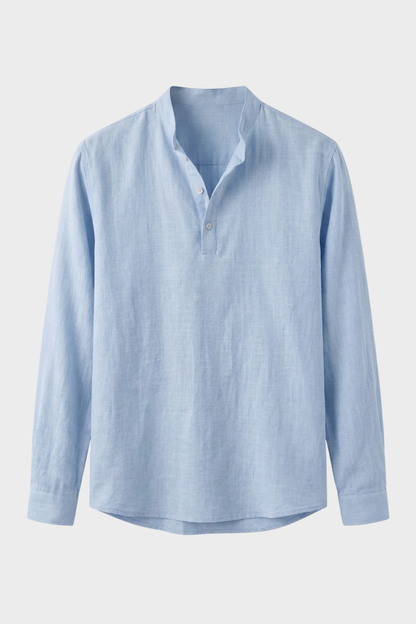 Herren Henley Langarmshirt | Stehkragen