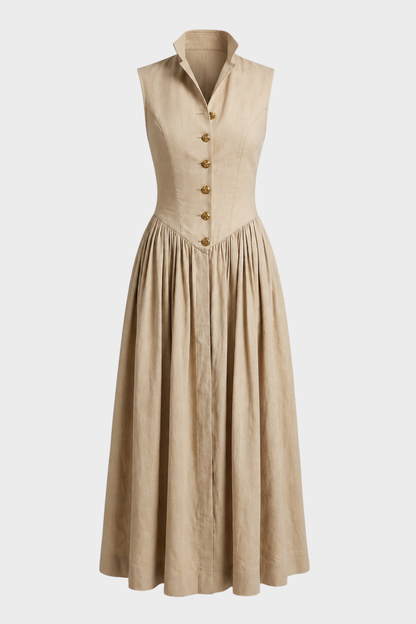 Damen Kragen Sommerkleid | Ärmellos