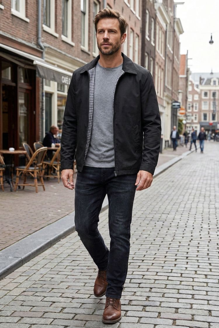 Herren Harrington-Jacke | Umlegekragen & Reißverschluss