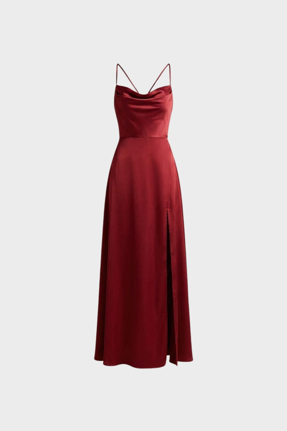Damen Satin Abendkleid | Schlitz