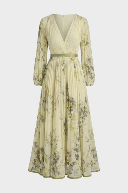 Damen Falten Maxikleid | Floral