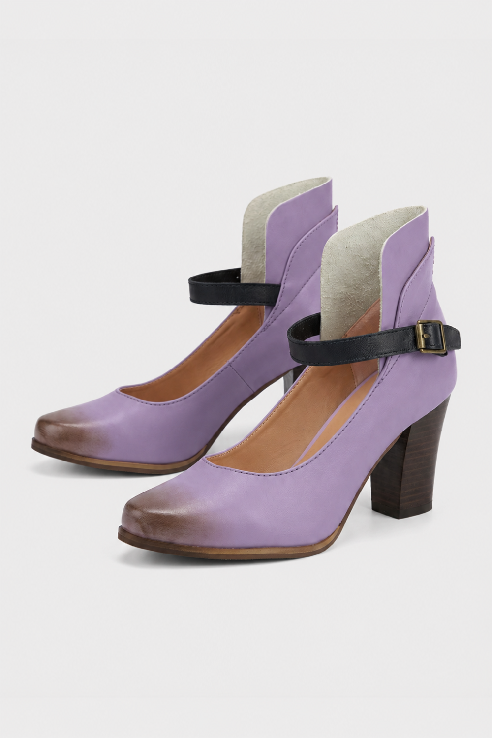 Damen Pumps mit Riemchen und Blockabsatz