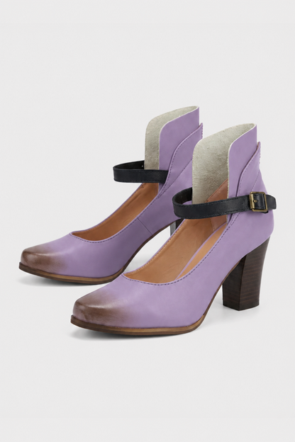 Damen Pumps mit Riemchen und Blockabsatz