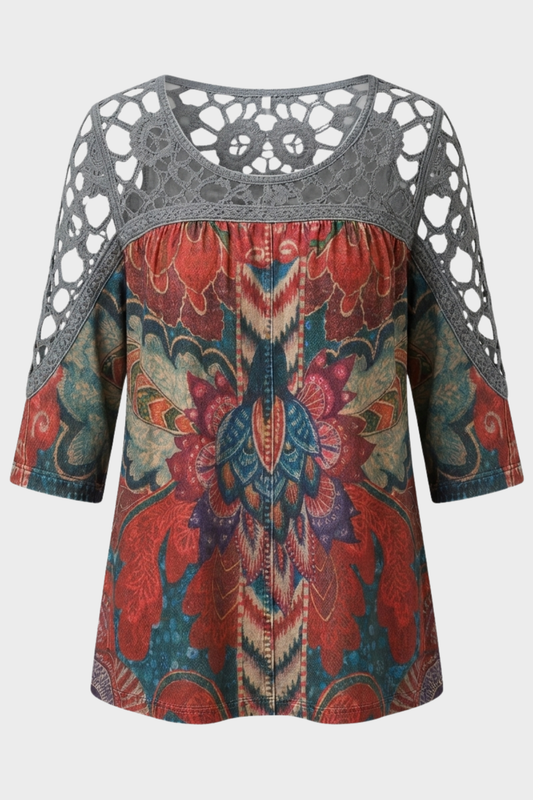 Damen Boho Bluse | Ethno-Print
