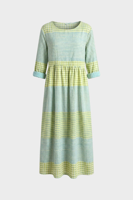 Damen Kariertes Sommerkleid | Midi
