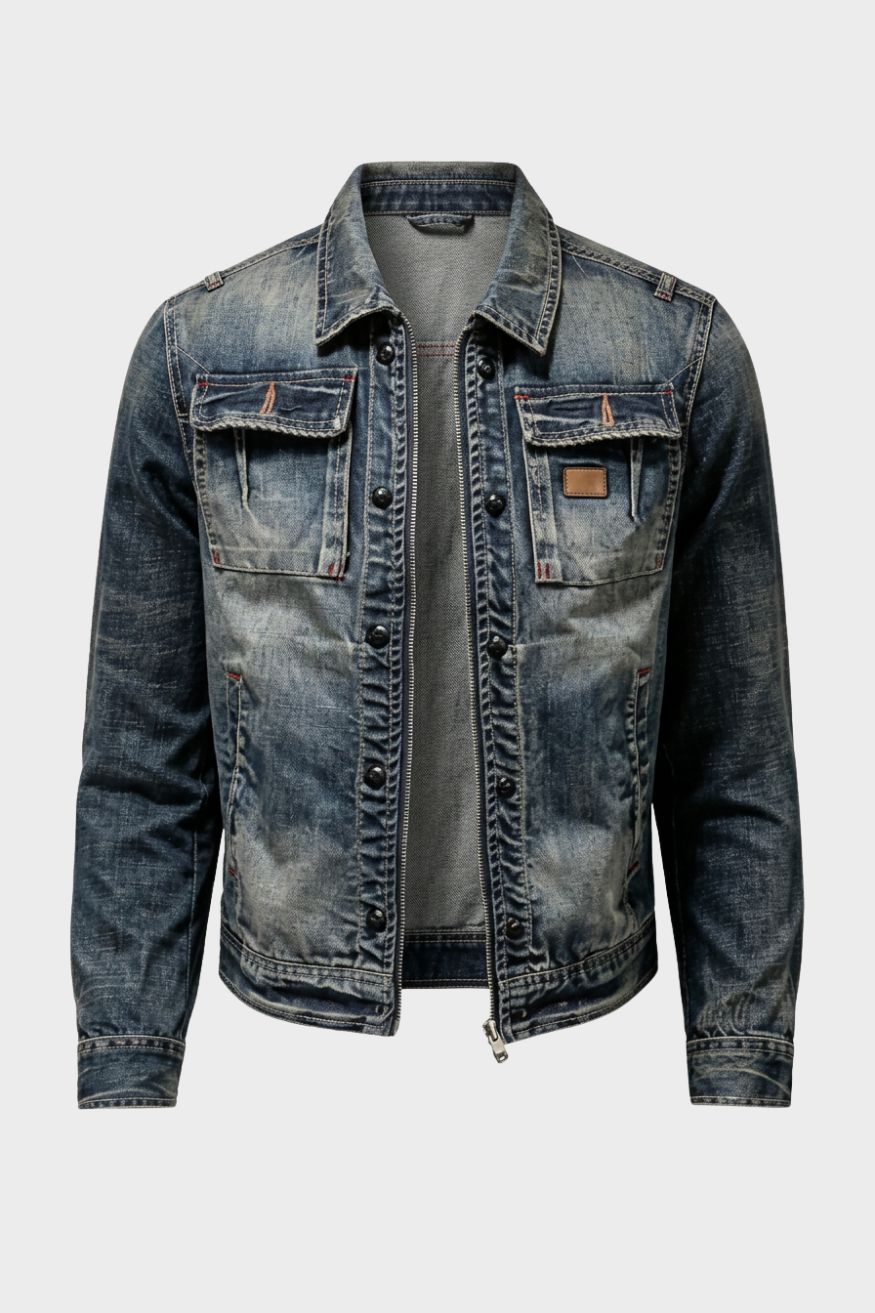 Herren Freizeitjacke im Trucker-Stil | Knopfleiste & Brusttaschen