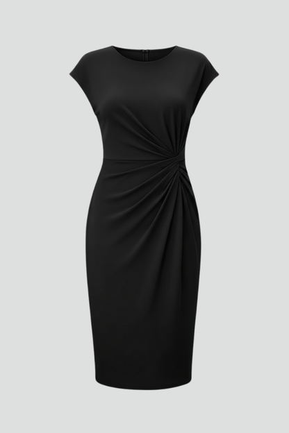 Damen Gerafftes Midikleid | Flügelärmel