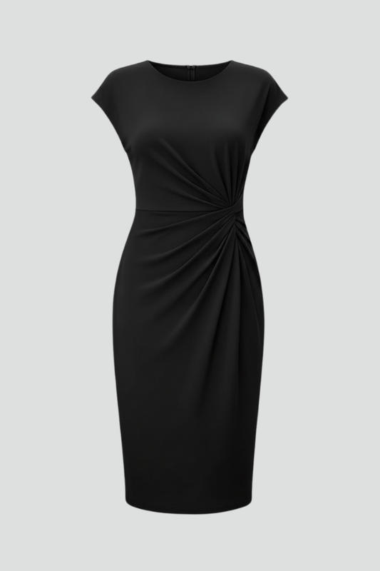 Damen Gerafftes Midikleid | Flügelärmel