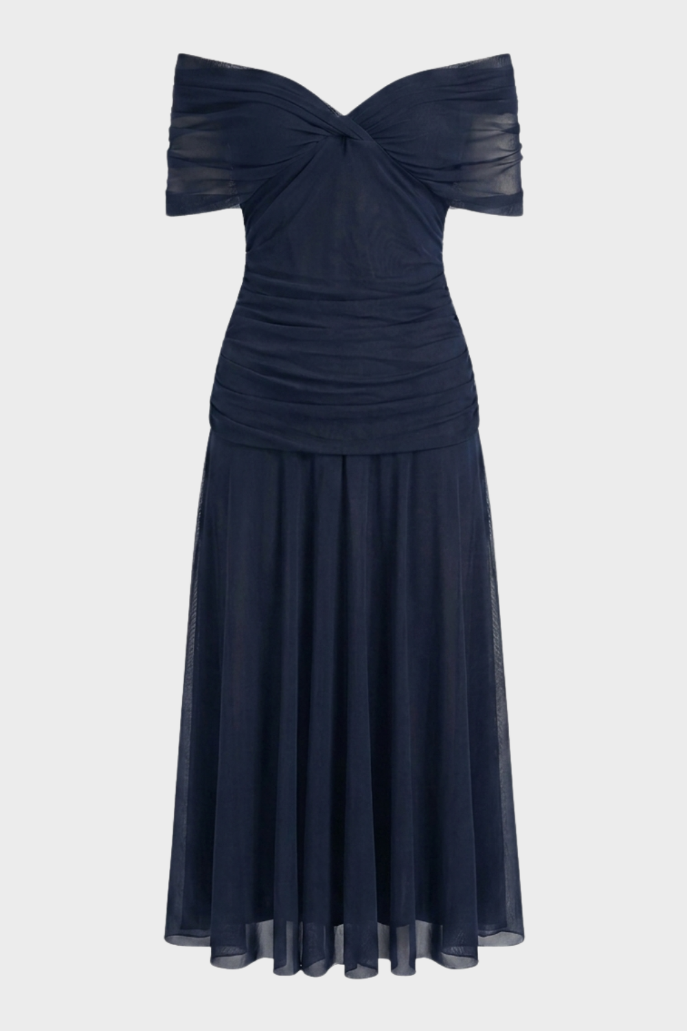 Damen Off-Shoulder Plissee | Midi