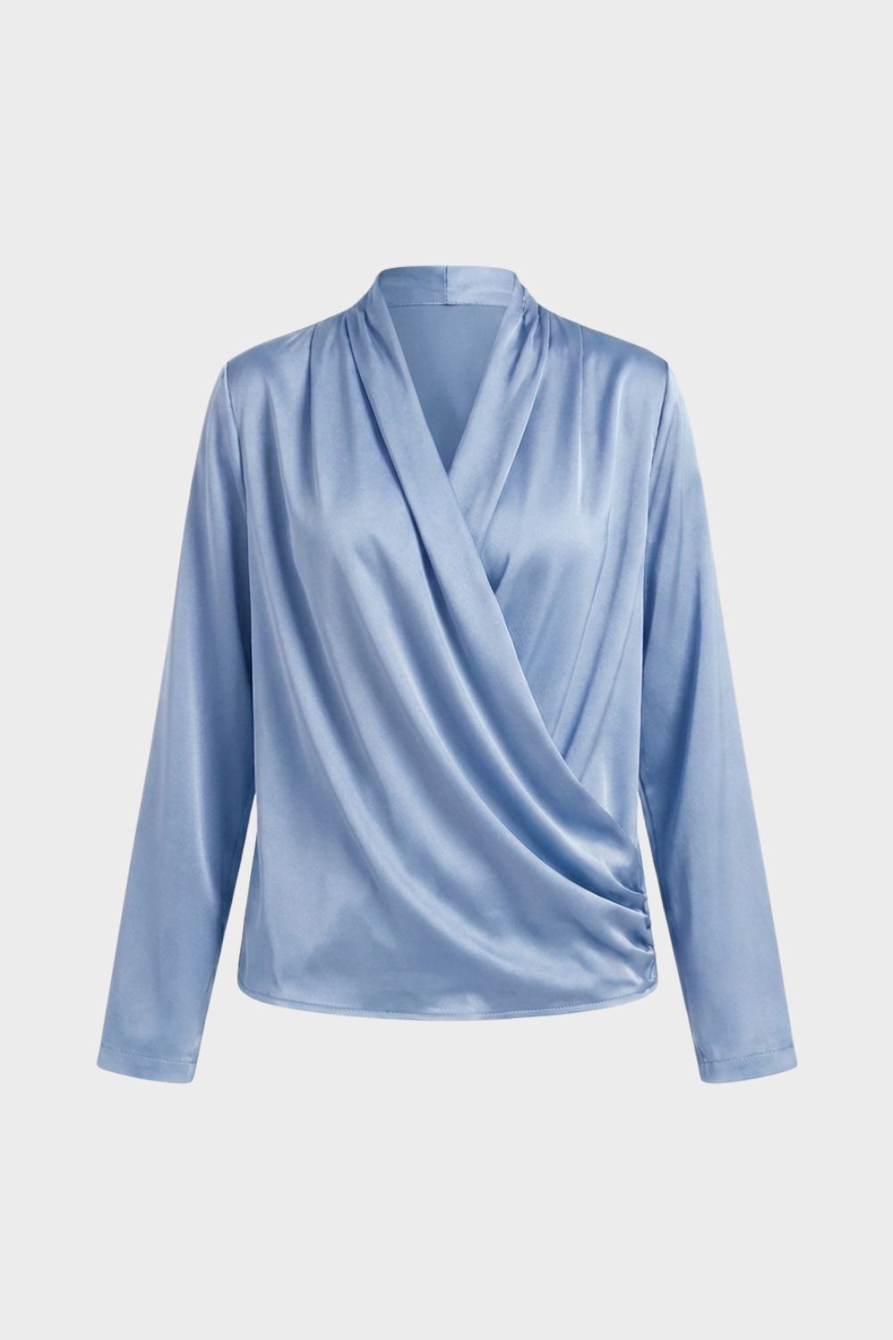 Damen Wickelbluse mit V-Ausschnitt und Langarm