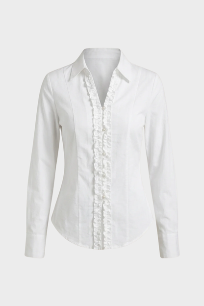 Damen Bluse mit V-Ausschnitt und Knopfleiste