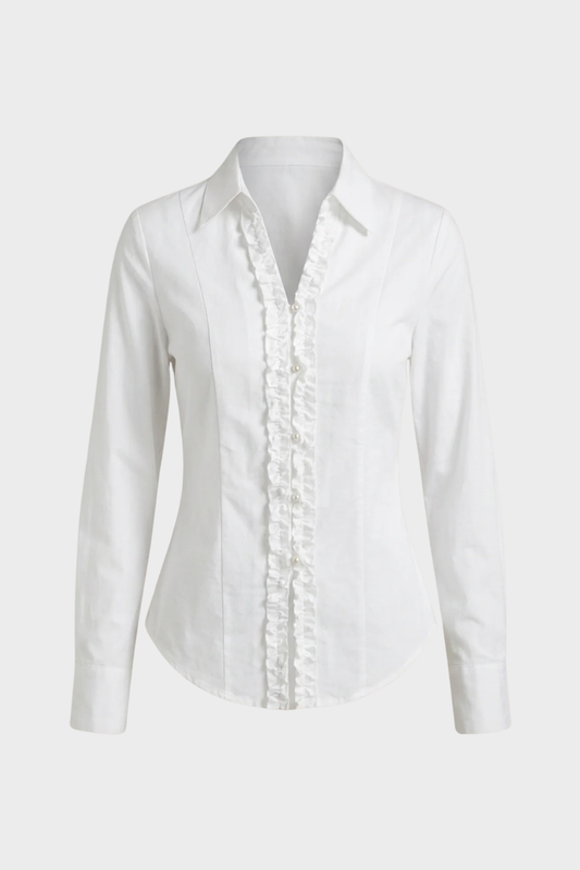 Damen Bluse mit V-Ausschnitt und Knopfleiste