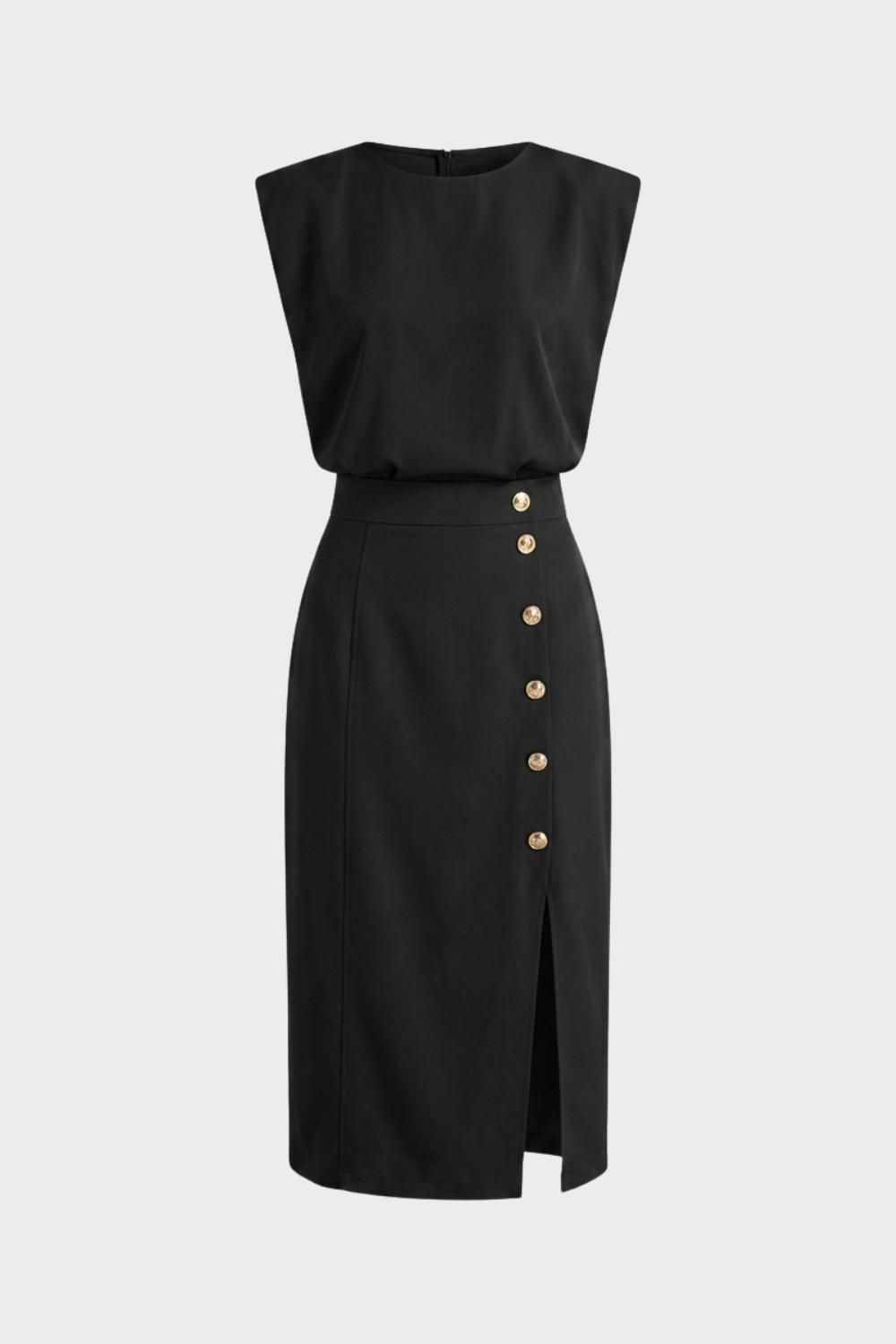 Damen Midikleid Knopf | Ärmellos