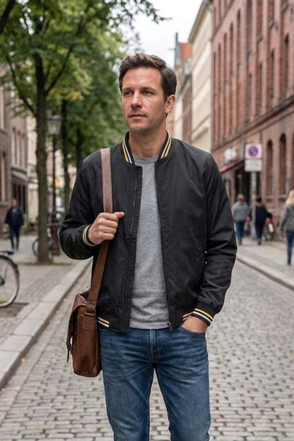 Bomberjacke Herren mit Reißverschluss und Stehkragen
