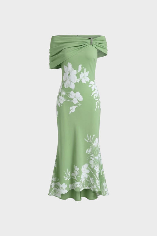 Damen Bardot Midikleid | Floral