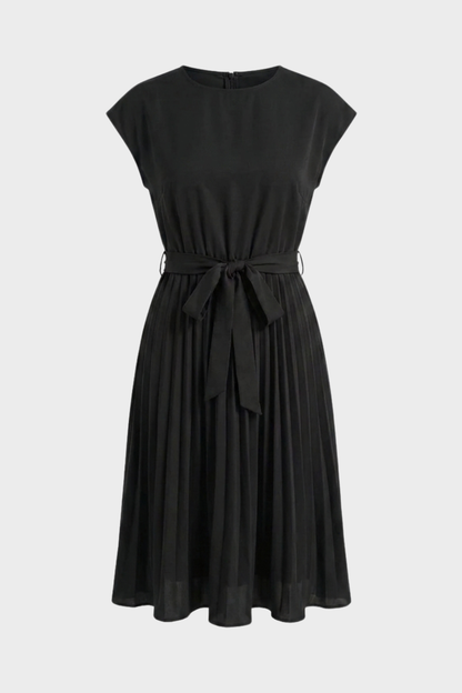 Midikleid Damen mit Plisseerock und Gürtel