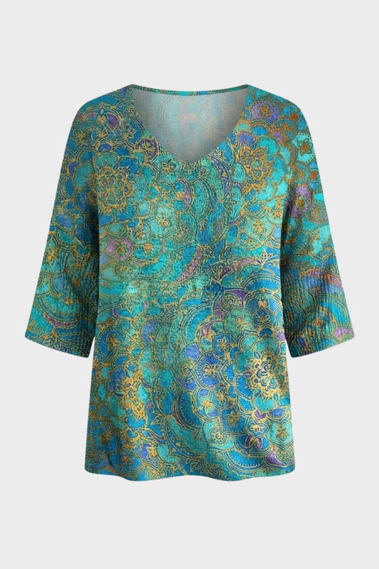 Damen Boho Bluse | V-Ausschnitt