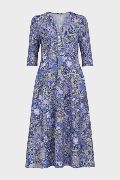 Damen Florales Midikleid | Gesmokte Taille