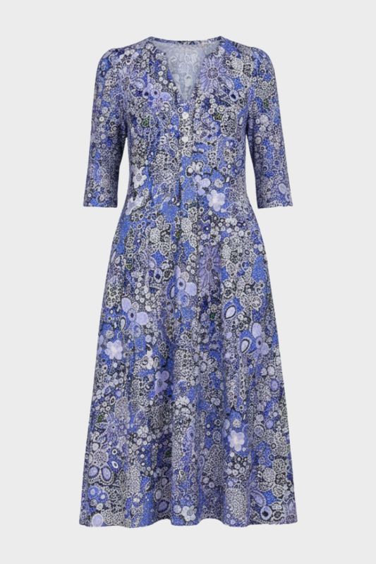 Damen Florales Midikleid | Gesmokte Taille