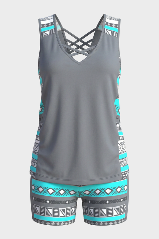 Damen Tankini Set | Gemusterte Shorts