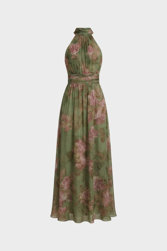 Damen Blumen Maxikleid | Neckholder
