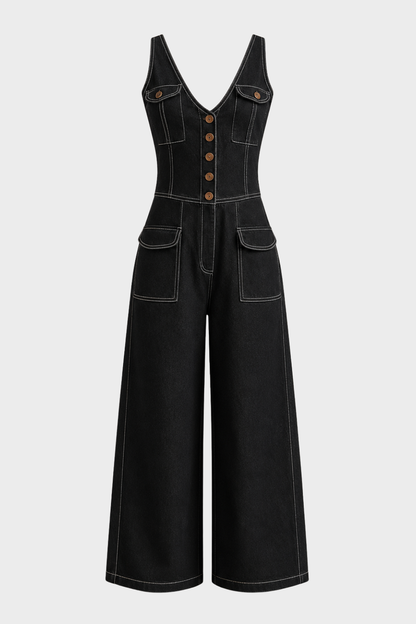 Damen Denim Overall | Weites Bein
